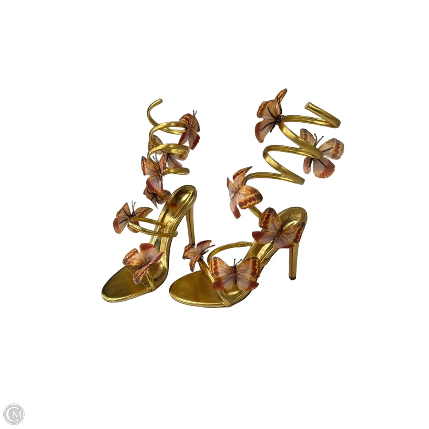 Sandals Heels Stiletto By Fashion Nova In Gold, Size: 9