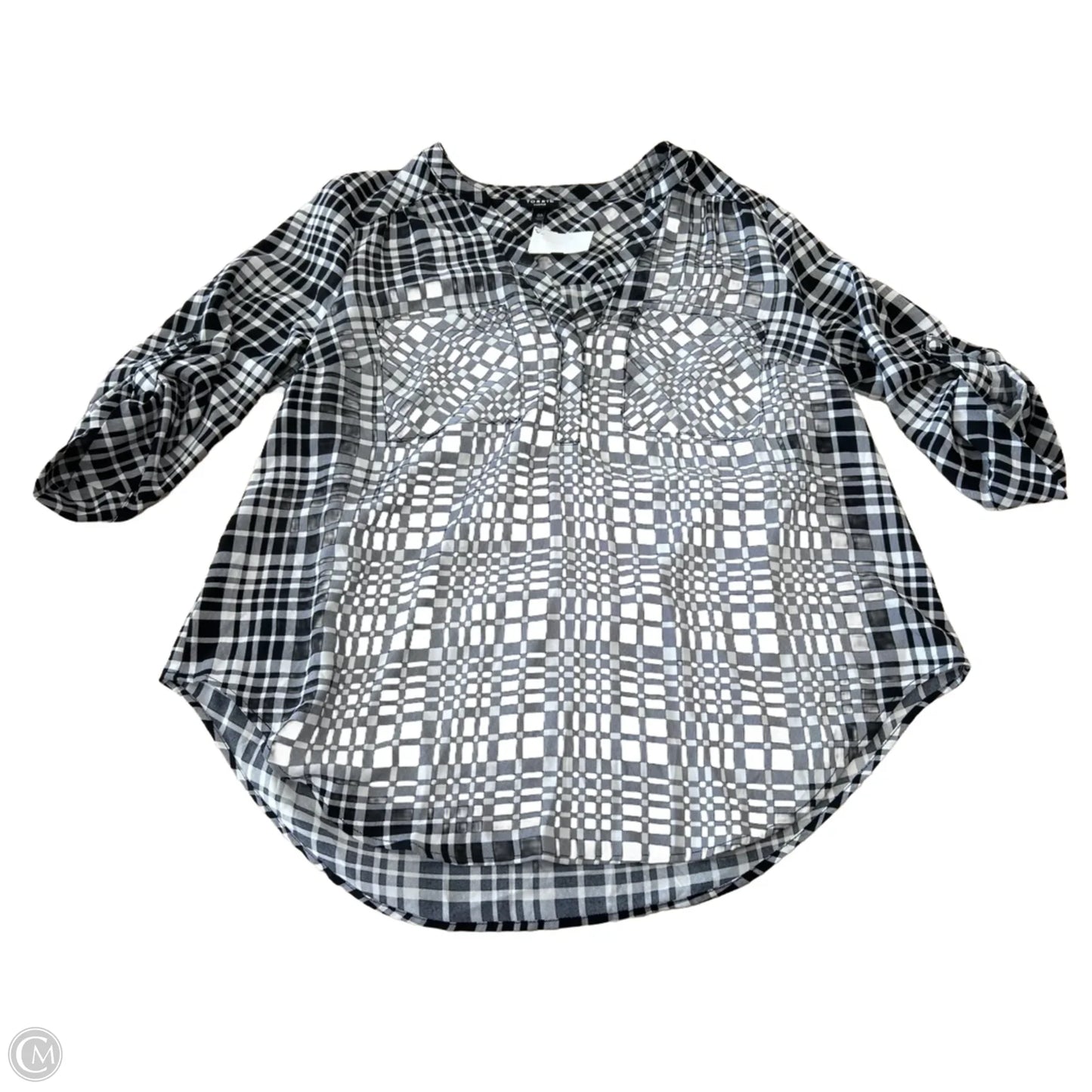 Top 3/4 Sleeve By Torrid In Black & White, Size: L