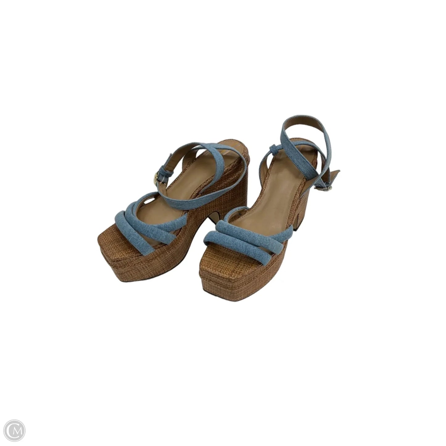 Sandals Heels Platform By Sam Edelman In Blue & Tan, Size: 9