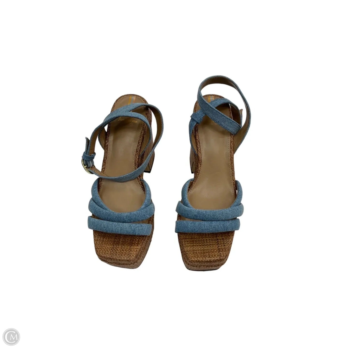 Sandals Heels Platform By Sam Edelman In Blue & Tan, Size: 9