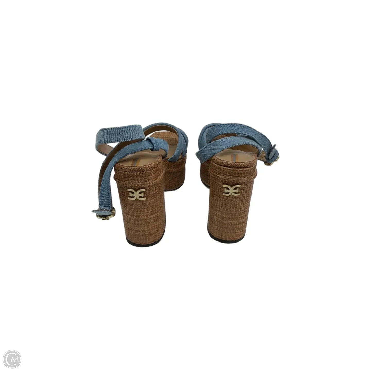 Sandals Heels Platform By Sam Edelman In Blue & Tan, Size: 9