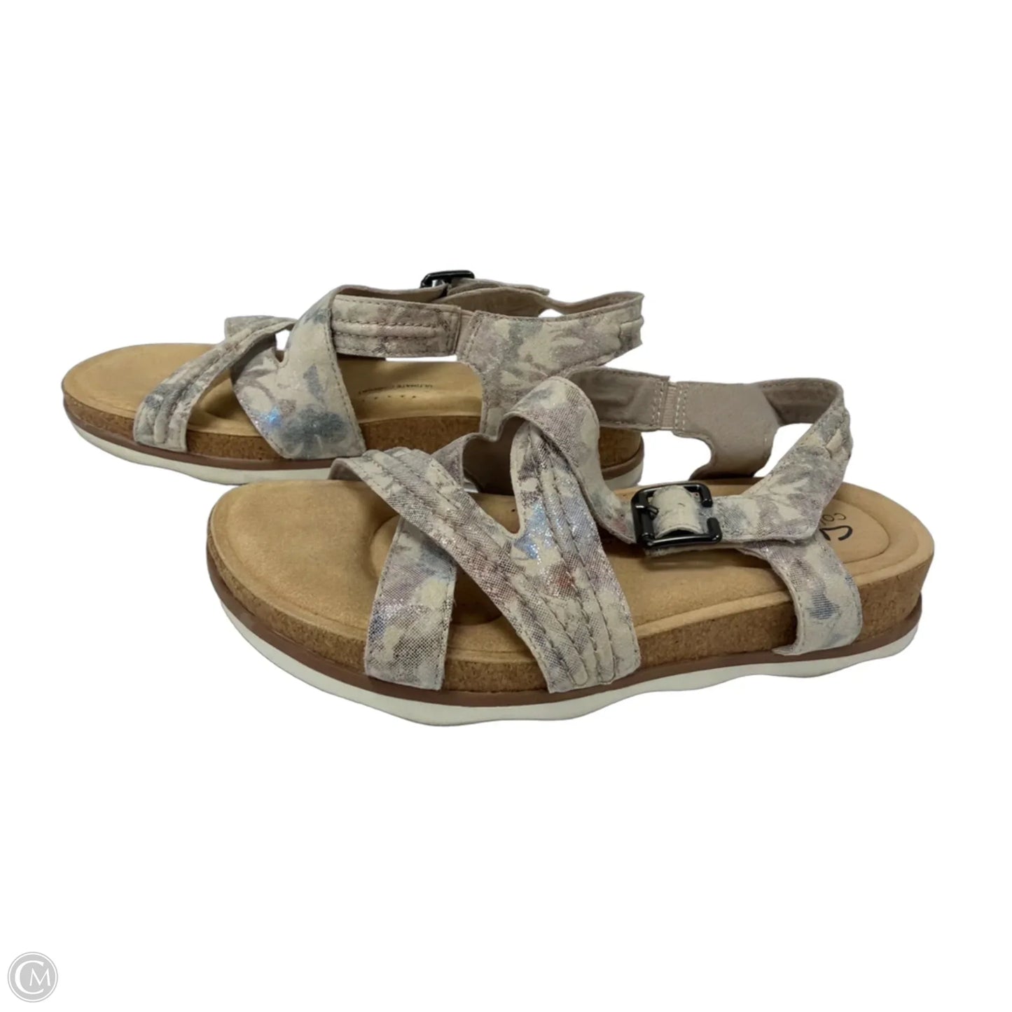 Sandals Flats By Clarks In Camouflage Print, Size: 8