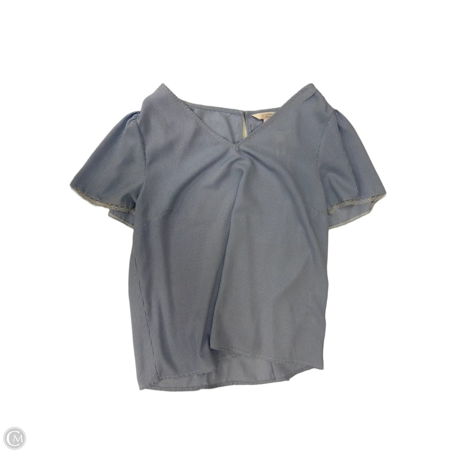 Top Short Sleeve By Lc Lauren Conrad In Blue & White, Size: L