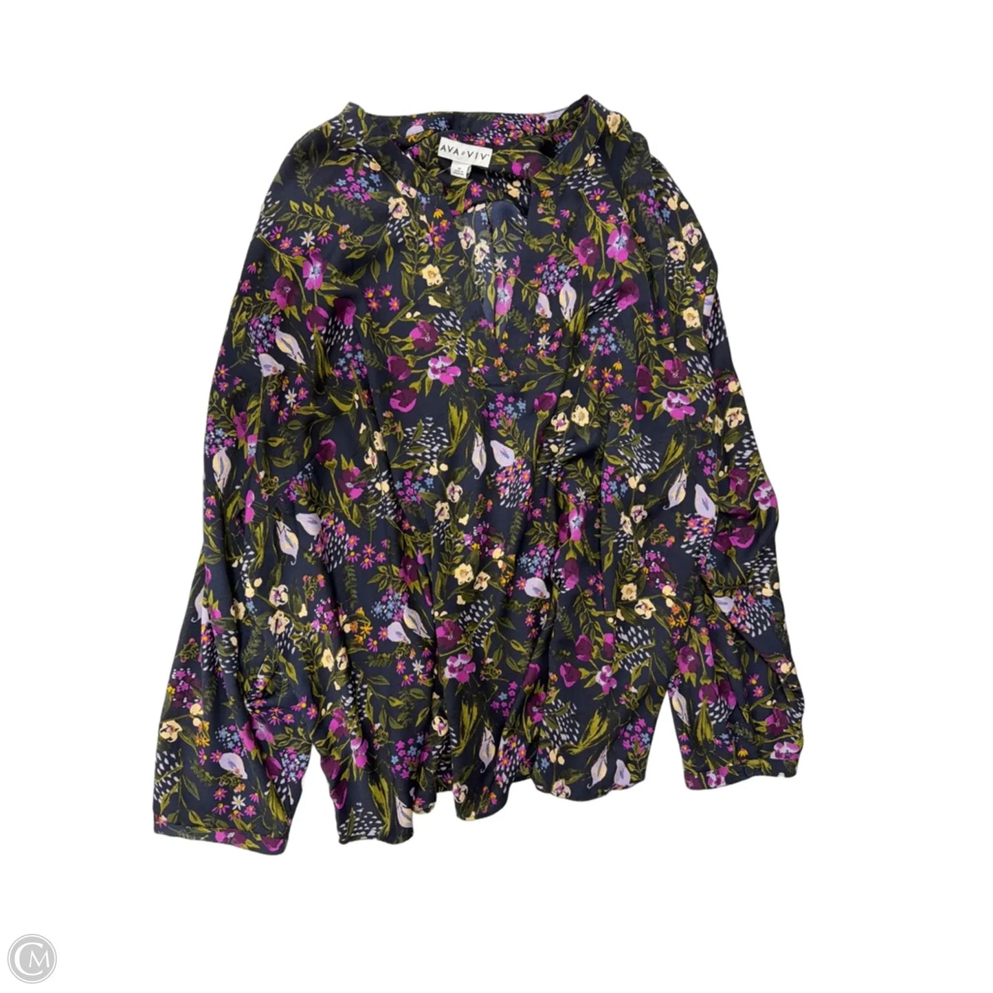 Top Long Sleeve By Ava & Viv In Floral Print, Size: 4x