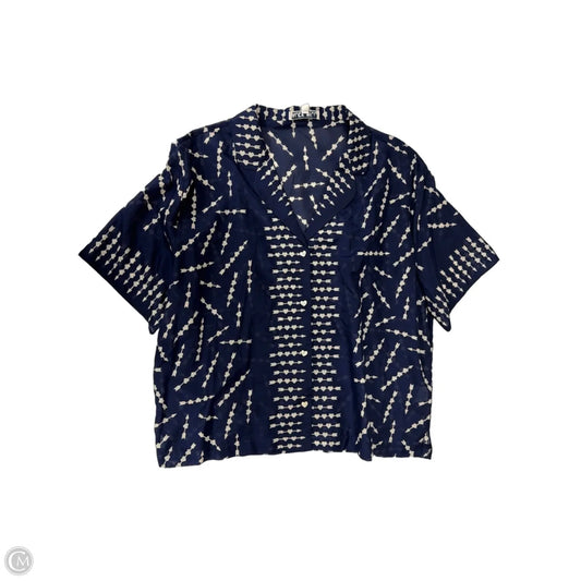 Top Short Sleeve By Clothes Mentor In Blue & White, Size: L