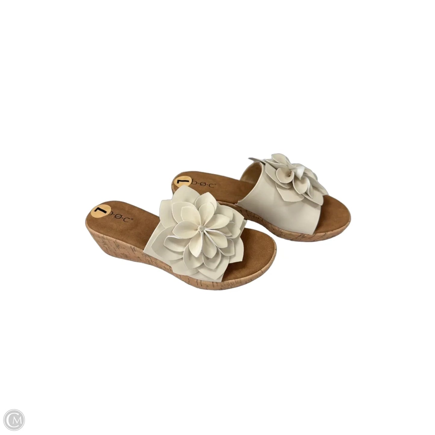 Sandals Heels Wedge By Boc In Ivory, Size: 7