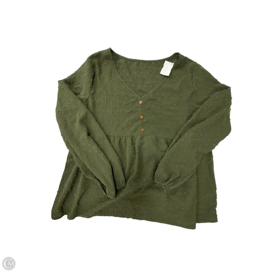 Top Long Sleeve By Shein In Green, Size: Xl