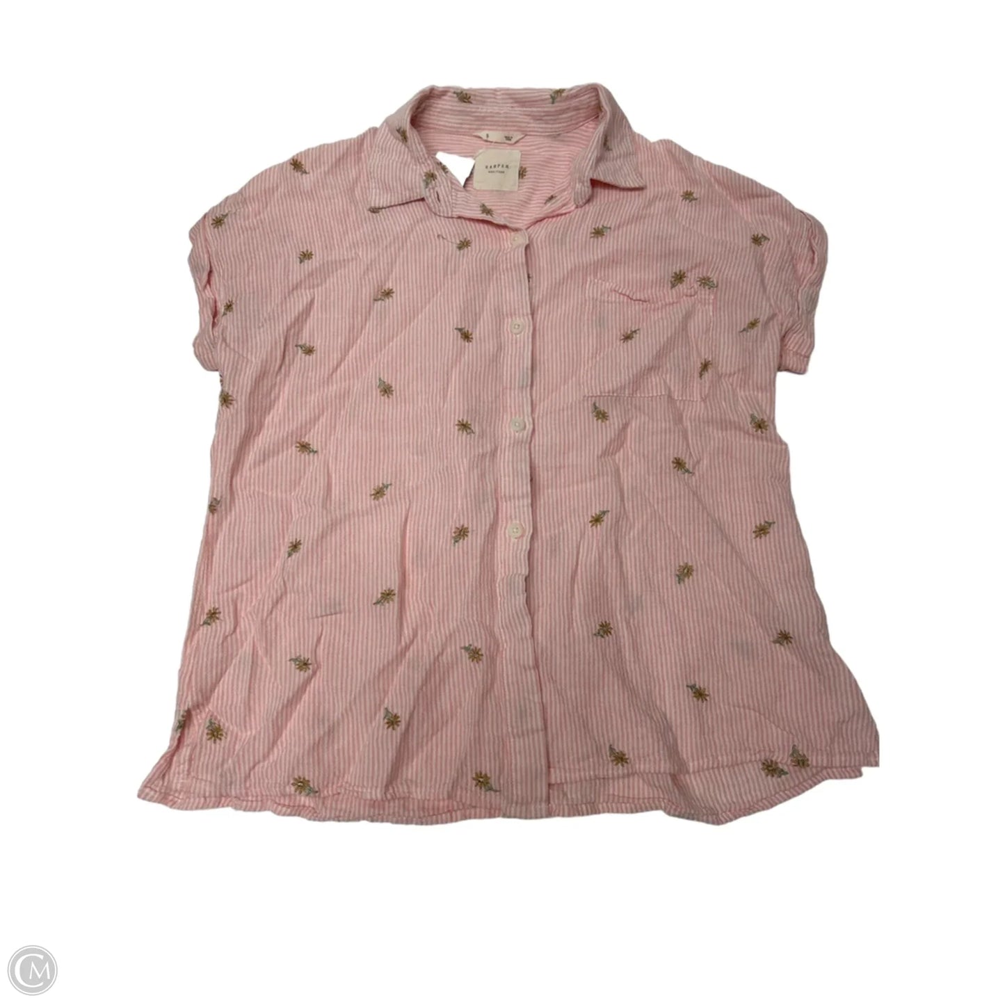 Top Short Sleeve By Harper In Striped Pattern, Size: S