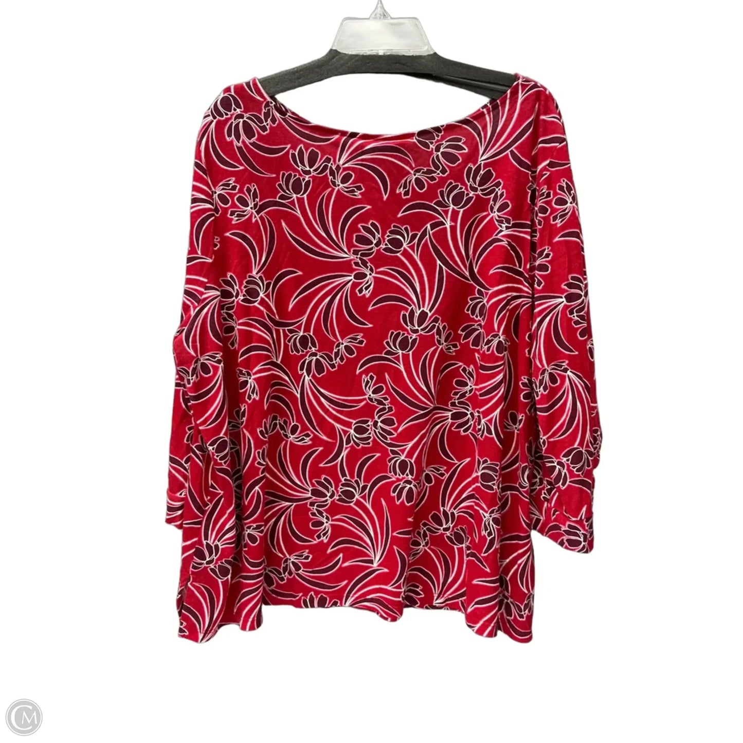 Top 3/4 Sleeve By Liz Claiborne In Red, Size: 2x
