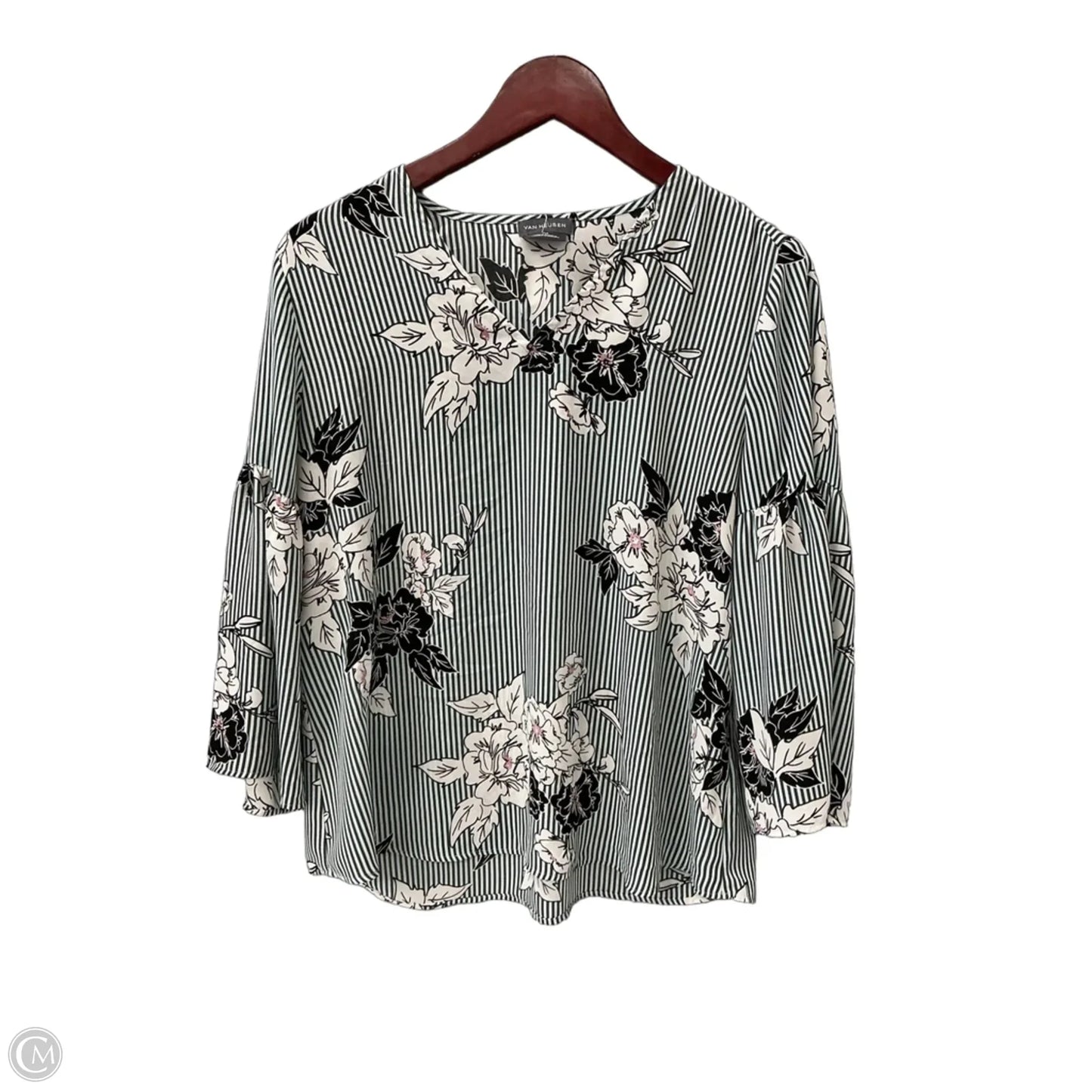 Top Long Sleeve By Van Heusen In Green, Size: M