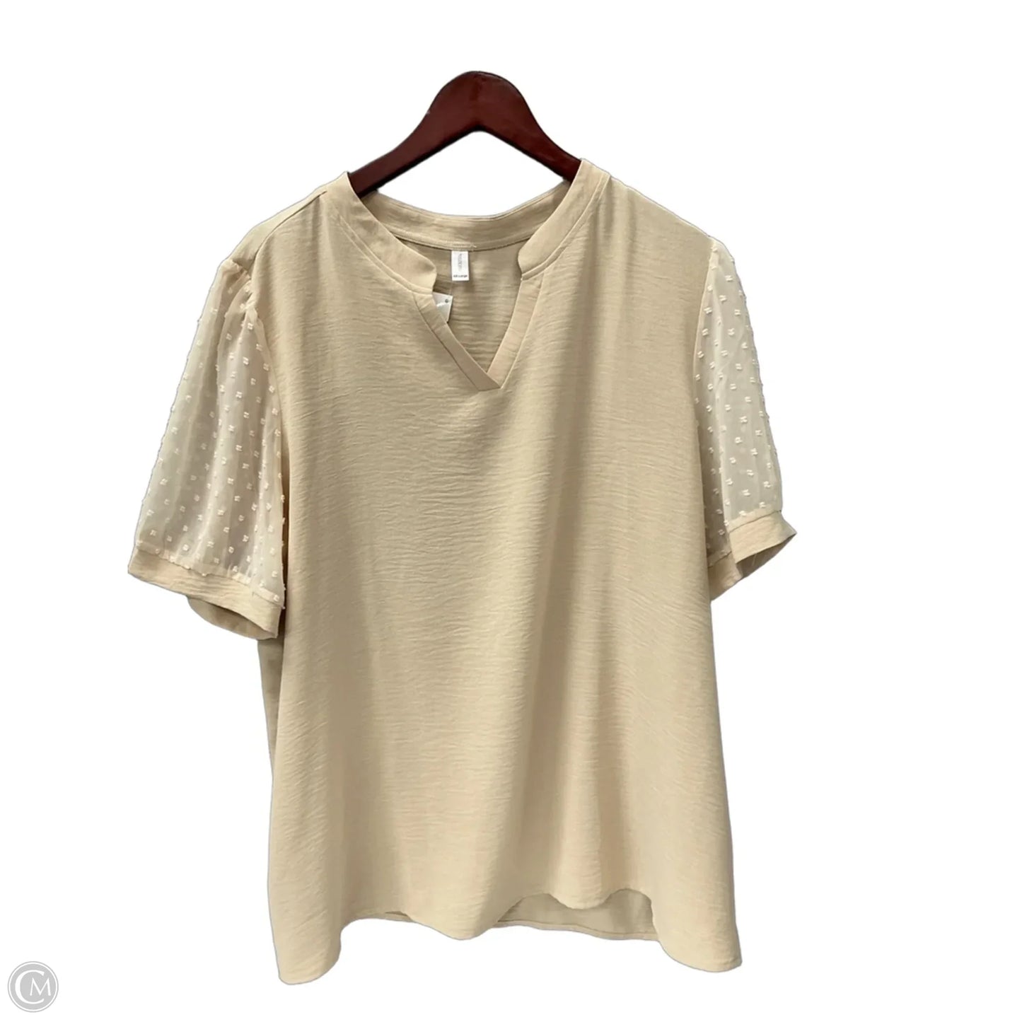 Top Short Sleeve By Clothes Mentor In Tan, Size: 1x