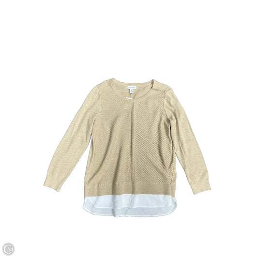 Top Long Sleeve By Calvin Klein In Tan, Size: M