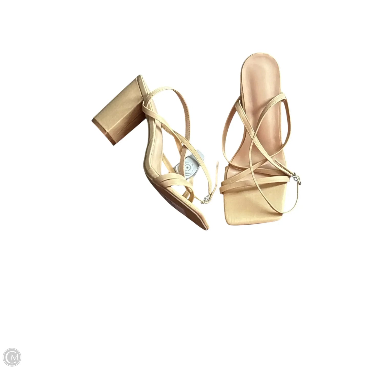 Sandals Heels Block By Clothes Mentor In Tan, Size: 8