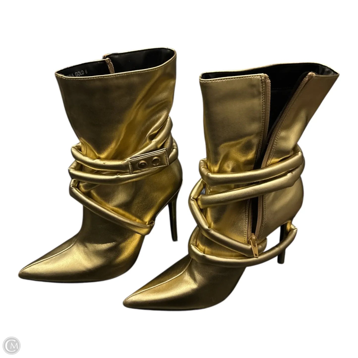 Boots Ankle Heels By Azalea Wang In Gold, Size: 6