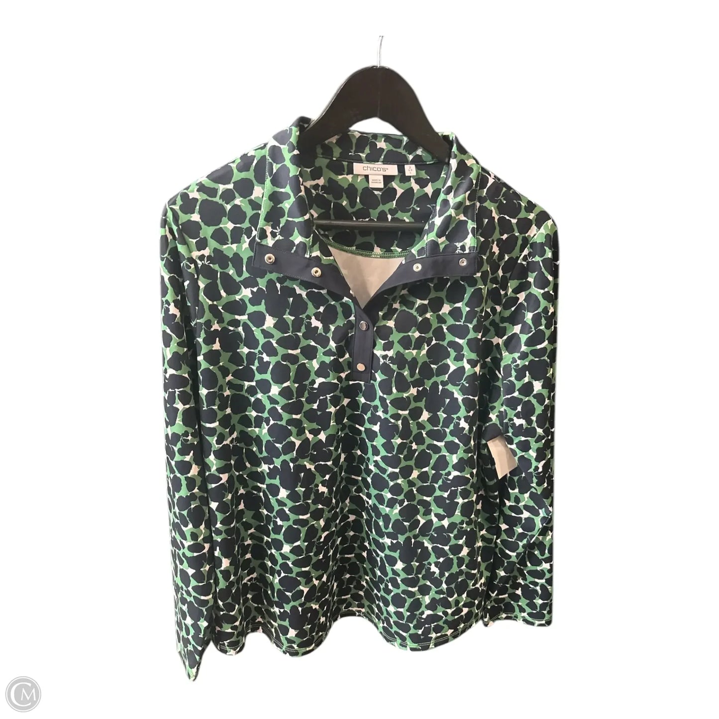 Top Long Sleeve Basic By Chicos In Blue & Green, Size: L