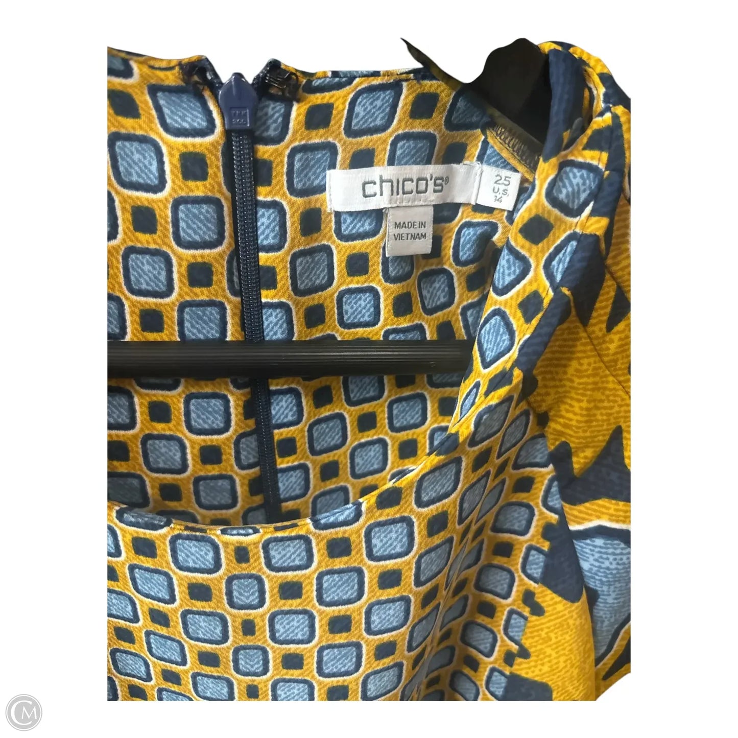 Top Long Sleeve Basic By Chicos In Blue & Yellow, Size: 14