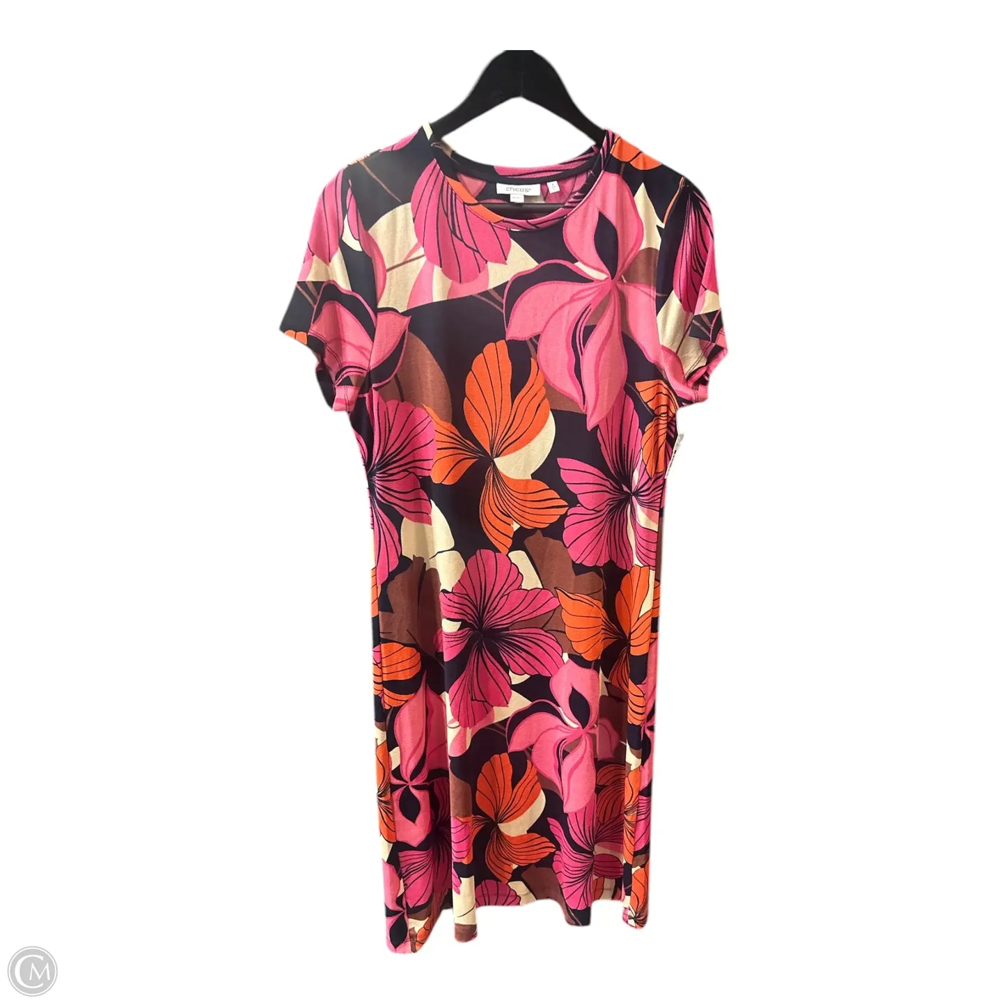 Dress Casual Midi By Chicos In Pink, Size: L