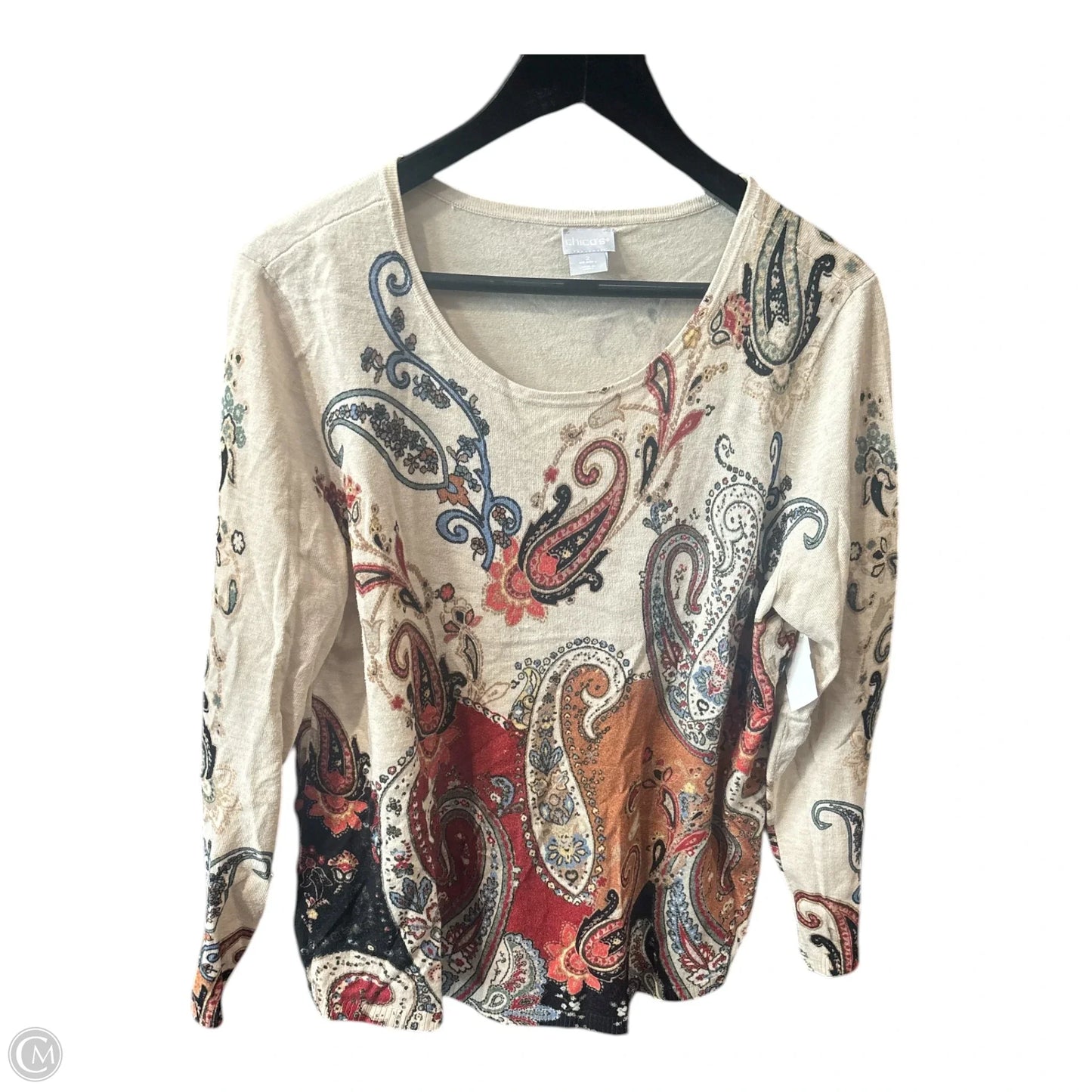 Top Long Sleeve Basic By Chicos In Multi-colored, Size: L