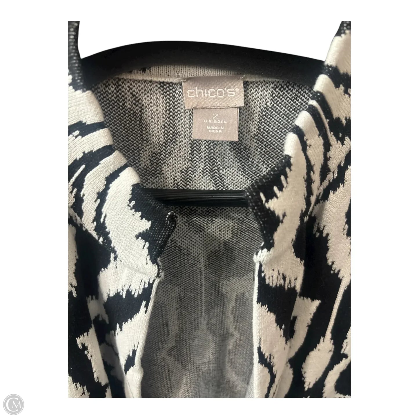 Cardigan By Chicos In Black & White, Size: L