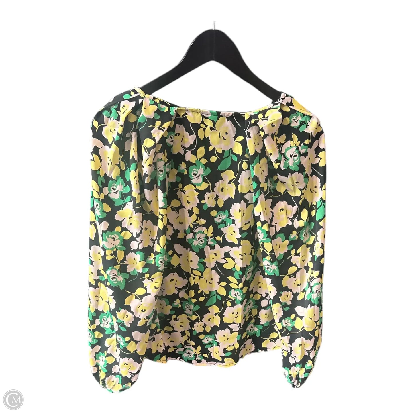 Top Long Sleeve Basic By Who What Wear In Green & Yellow, Size: M