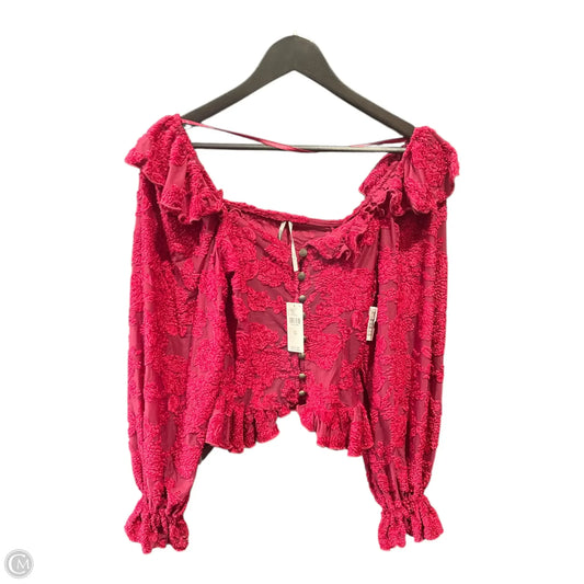 Top Long Sleeve Basic By Anthropologie In Red, Size: Xs