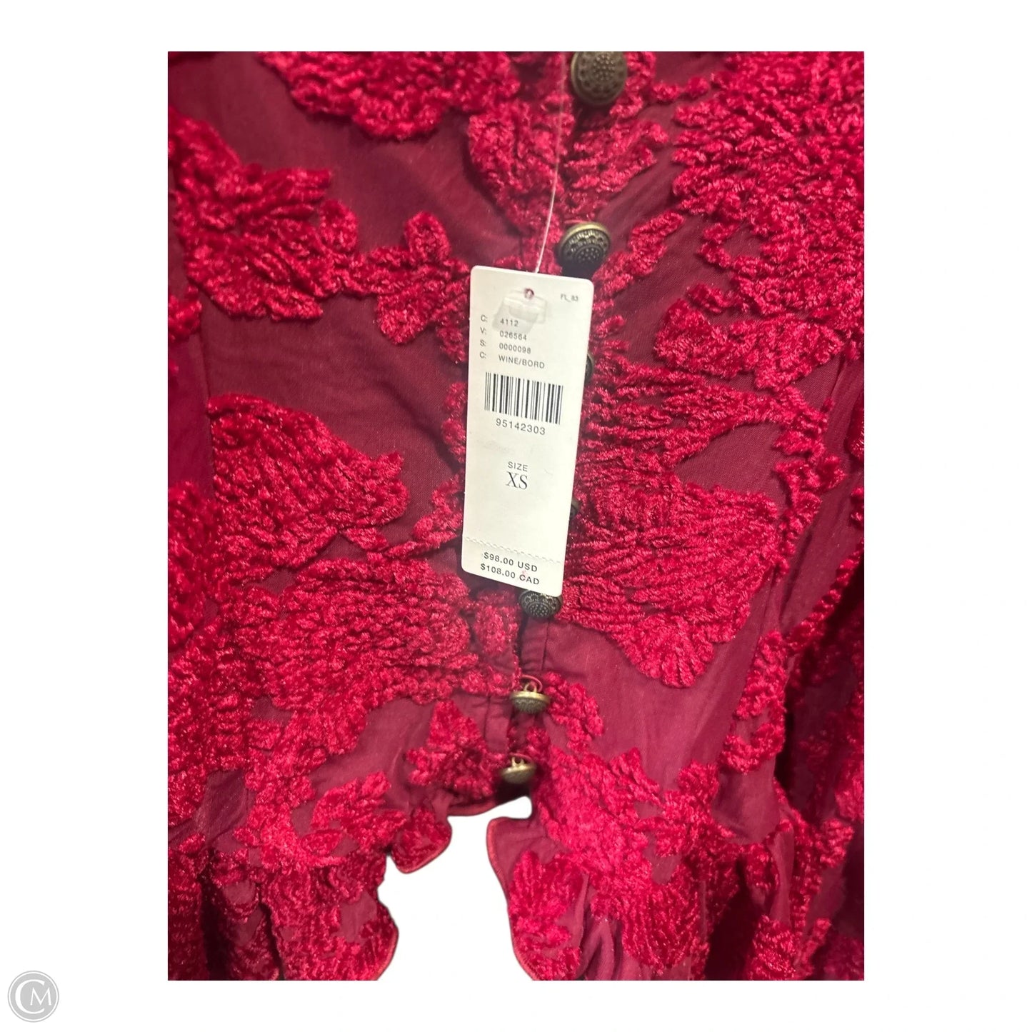 Top Long Sleeve Basic By Anthropologie In Red, Size: Xs
