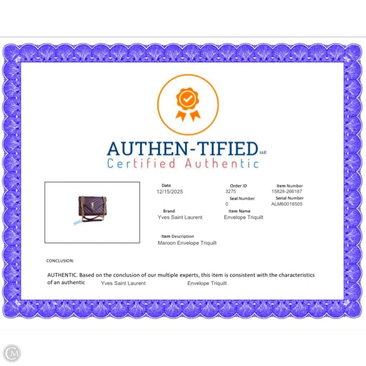 Yves Saint Laurent, Size: Medium Maroon