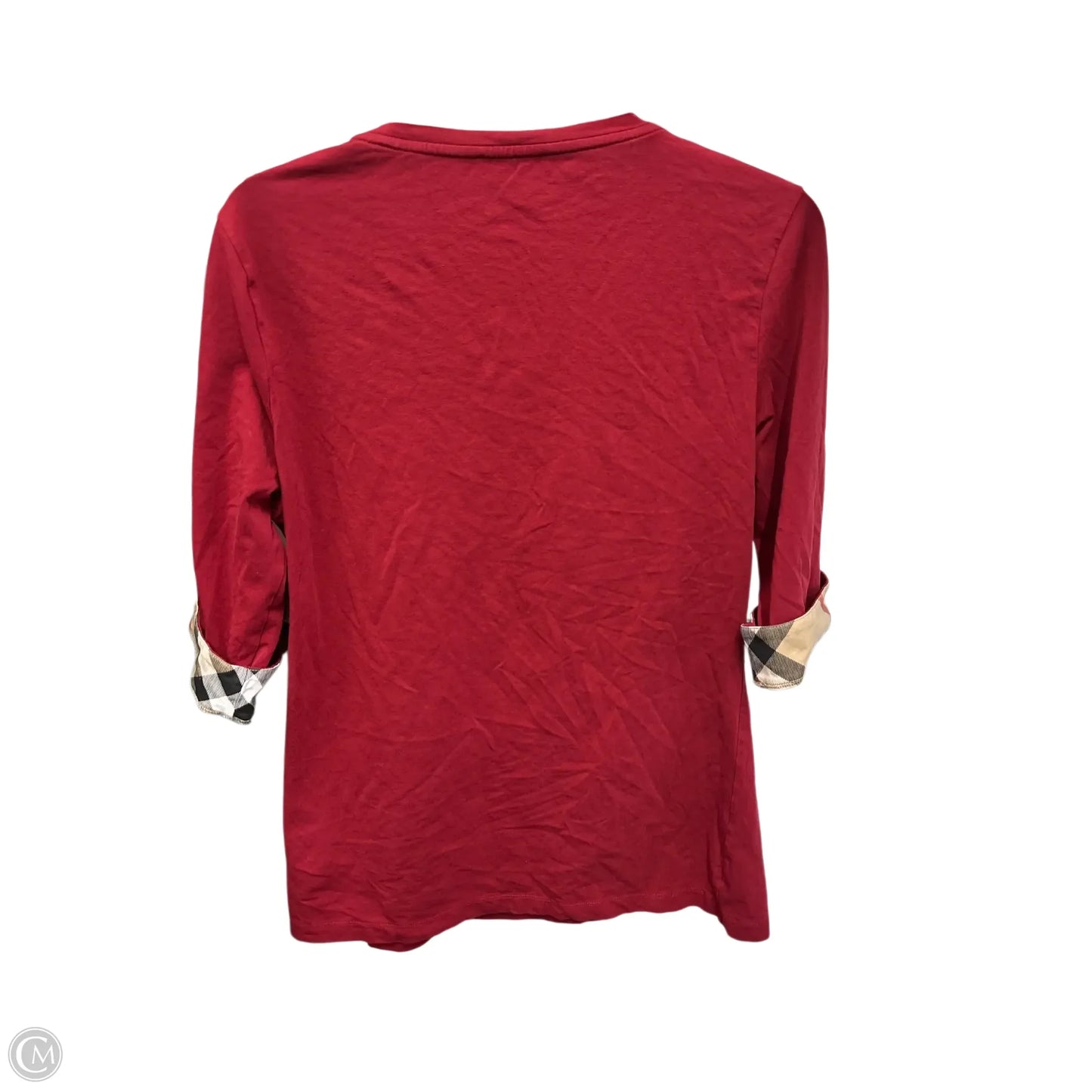 Top Long Sleeve Luxury Designer By Burberry In Red, Size: L