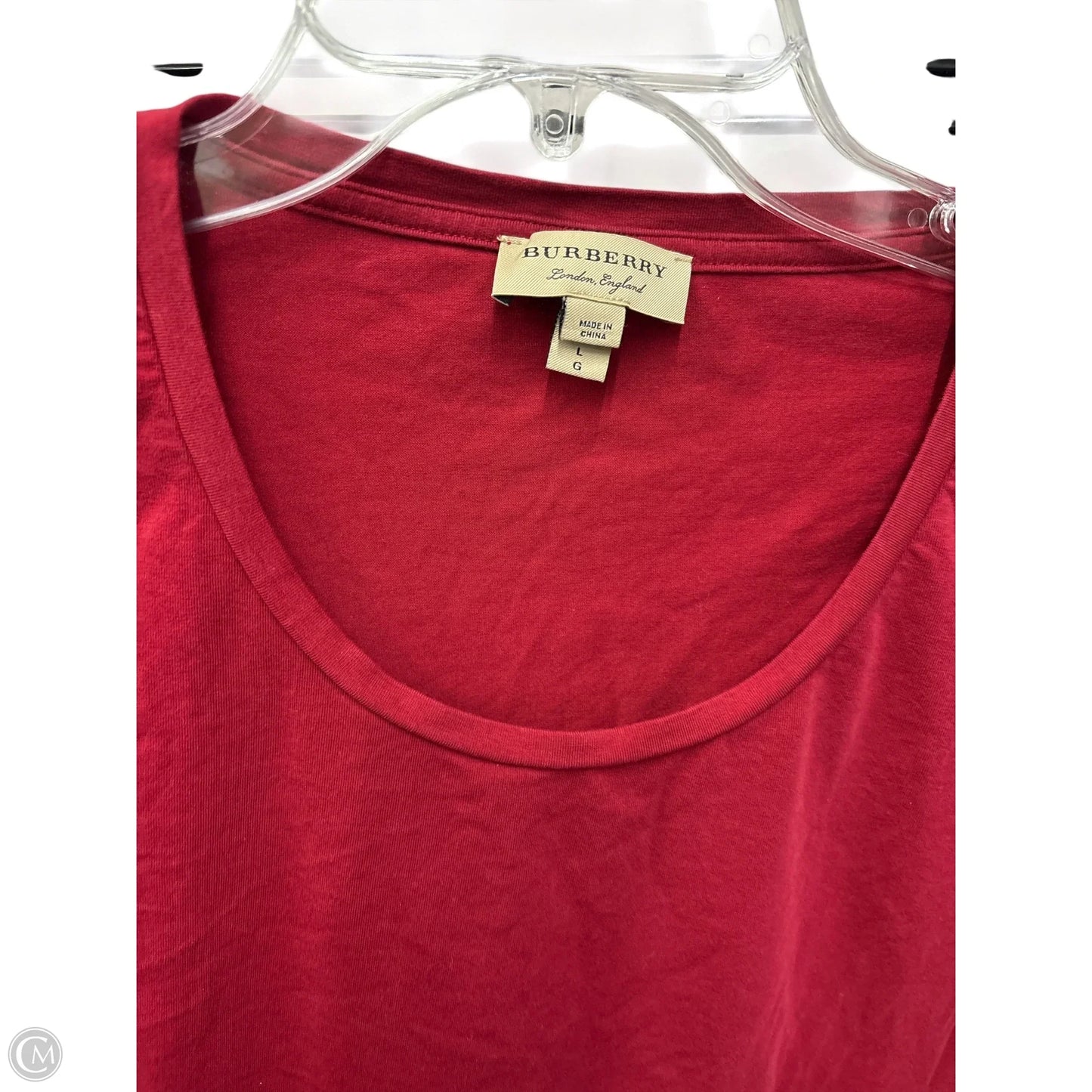 Top Long Sleeve Luxury Designer By Burberry In Red, Size: L