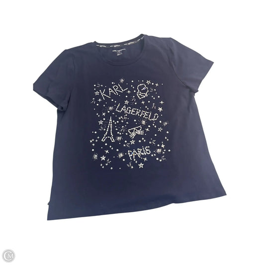 Top Short Sleeve Designer By Karl Lagerfeld In Navy, Size: Xl