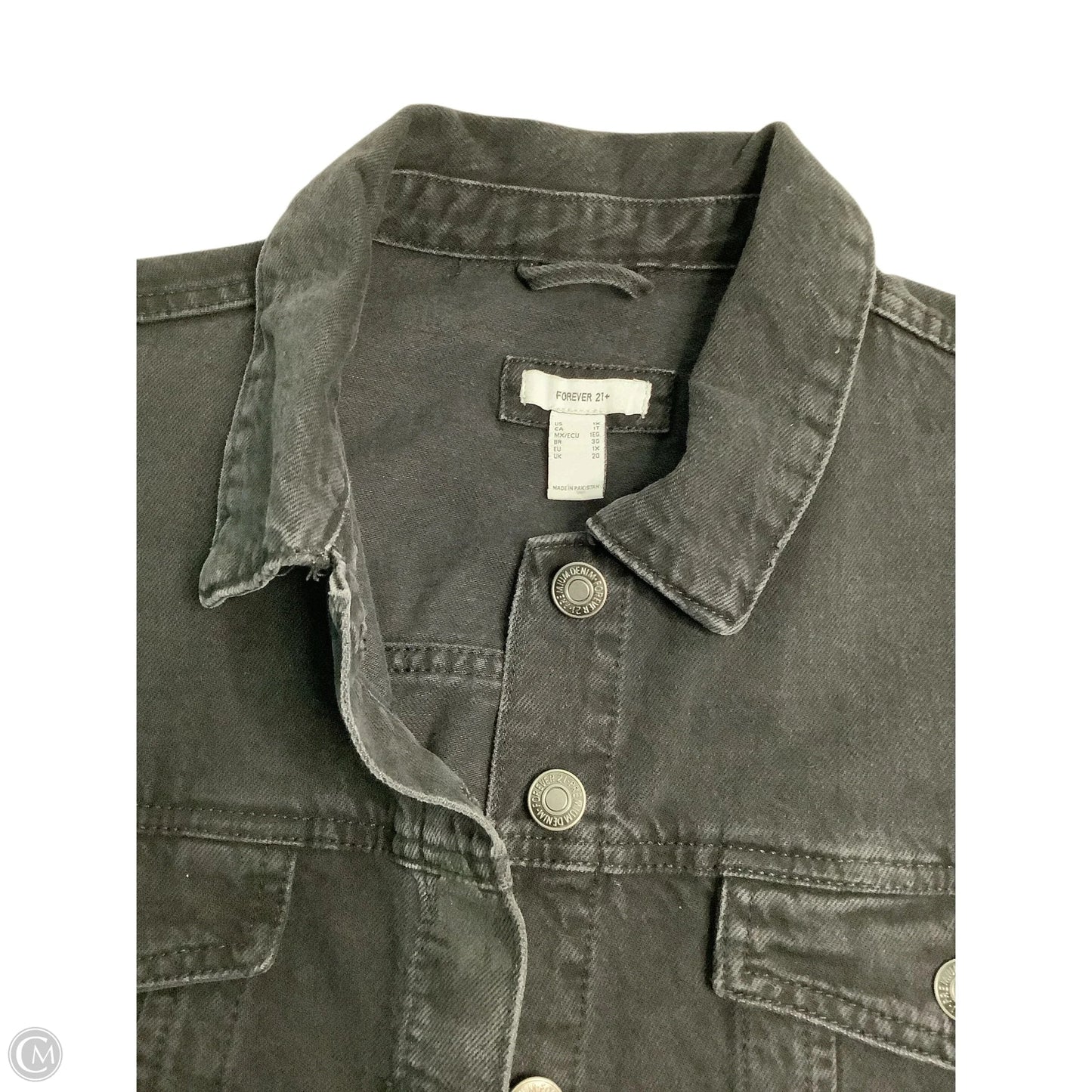 Jacket Denim By Forever 21 In Black, Size: 1x