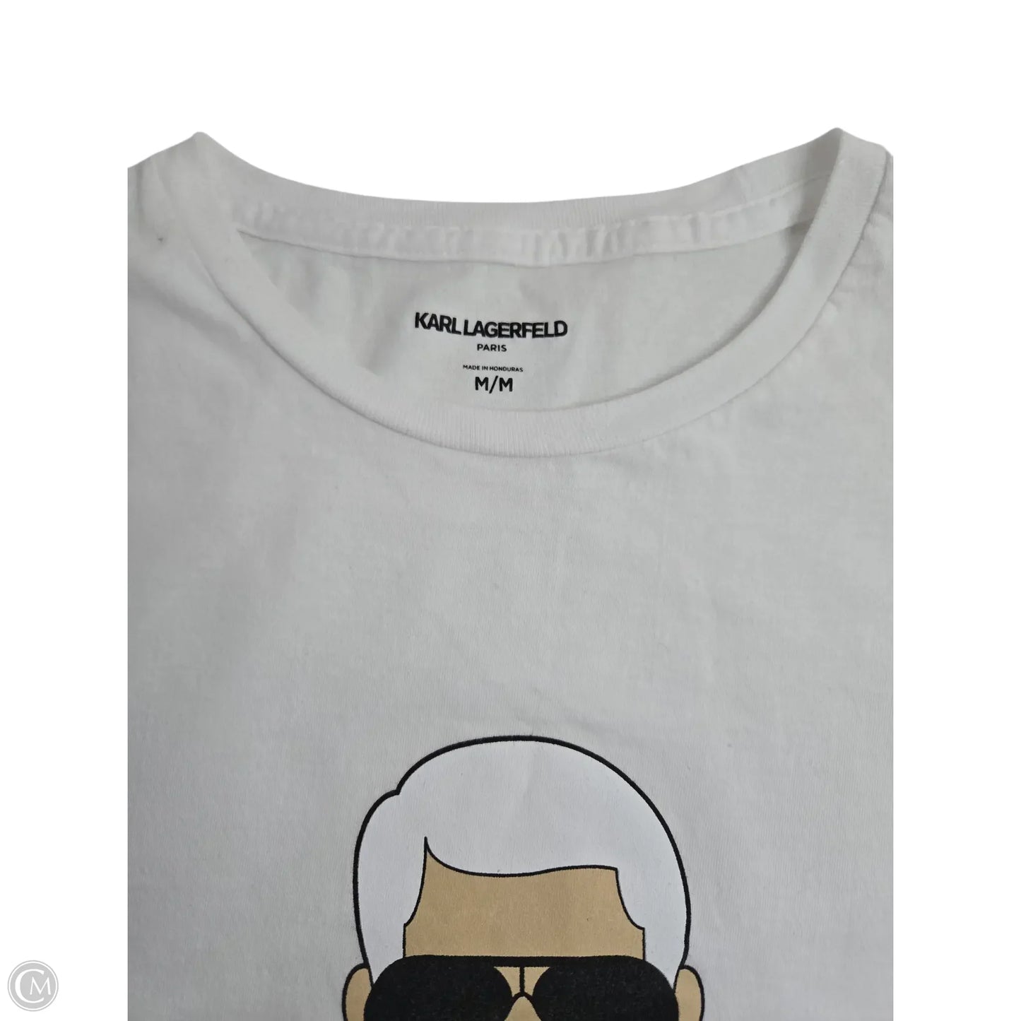 Top Short Sleeve Designer By Karl Lagerfeld In White, Size: M