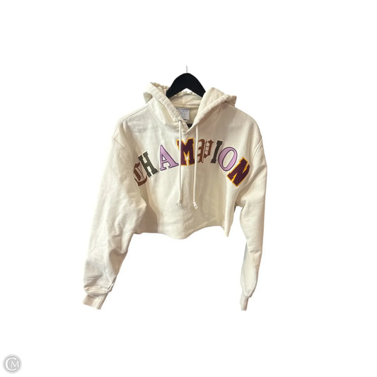 Sweatshirt Hoodie By Champion In Cream, Size: S