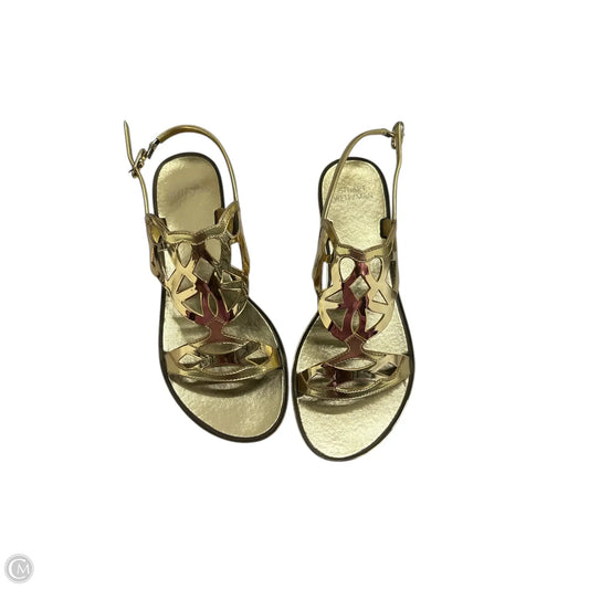 Sandals Designer By Stuart Weitzman In Gold, Size: 9