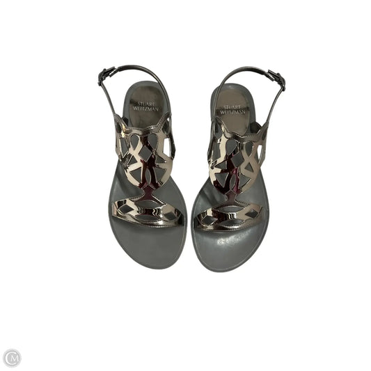 Sandals Designer By Stuart Weitzman In Silver, Size: 9