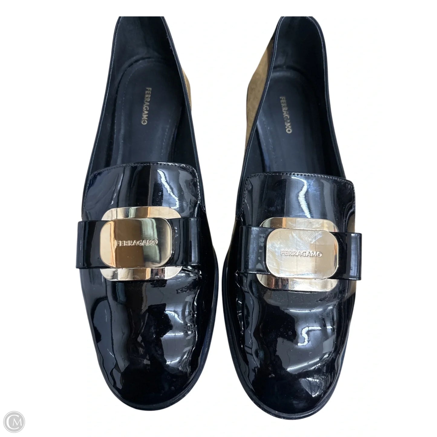 Shoes Luxury Designer By Ferragamo In Black, Size: 9