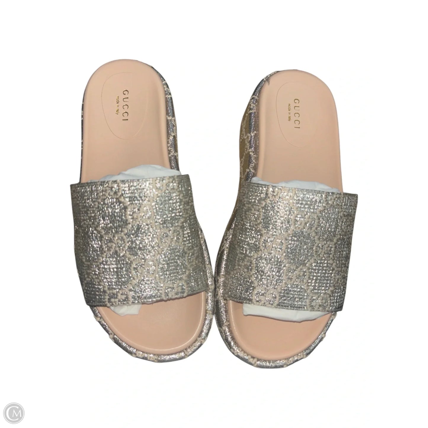 Sandals Luxury Designer By Gucci In Silver
