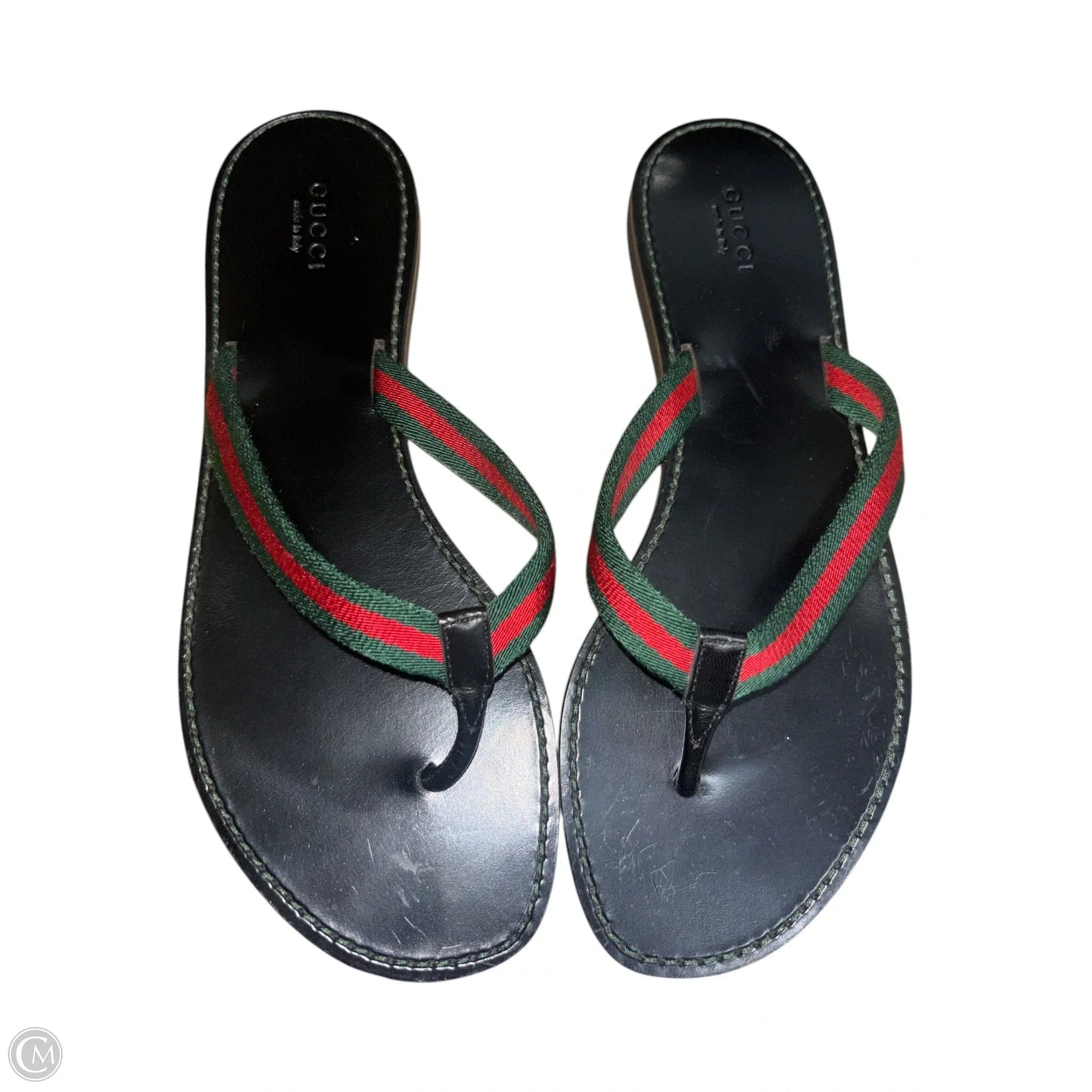 Sandals Luxury Designer By Gucci In Green & Red