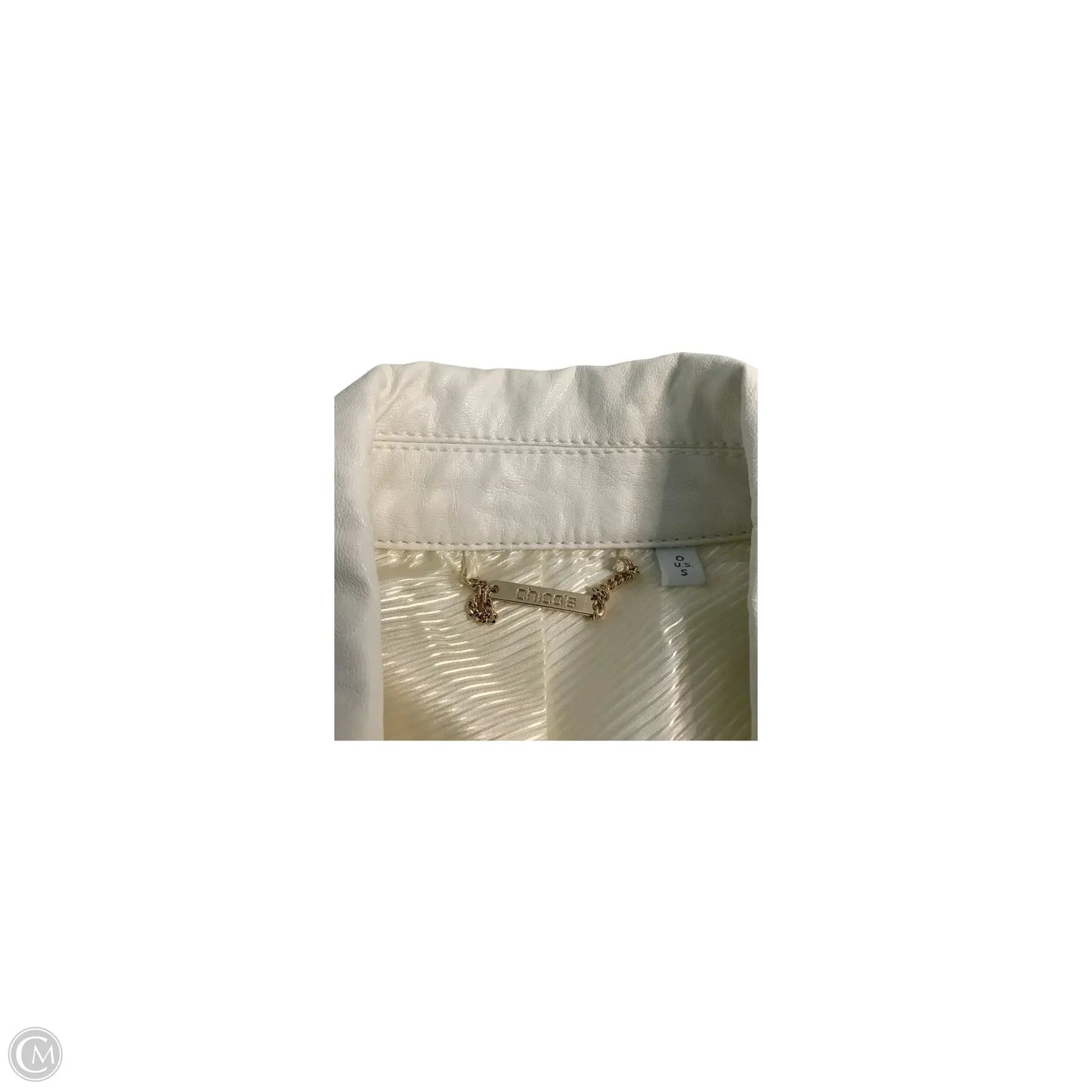 Jacket Leather By Chicos In White, Size: S