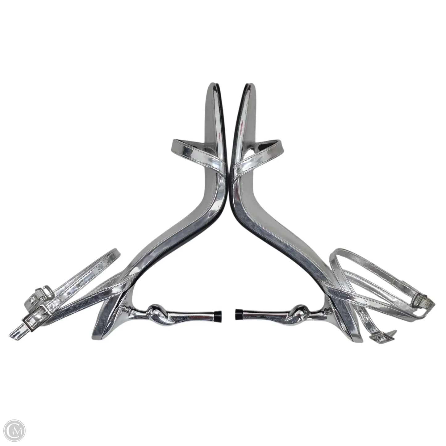 Sandals Heels Stiletto By Clothes Mentor In Silver, Size: 6