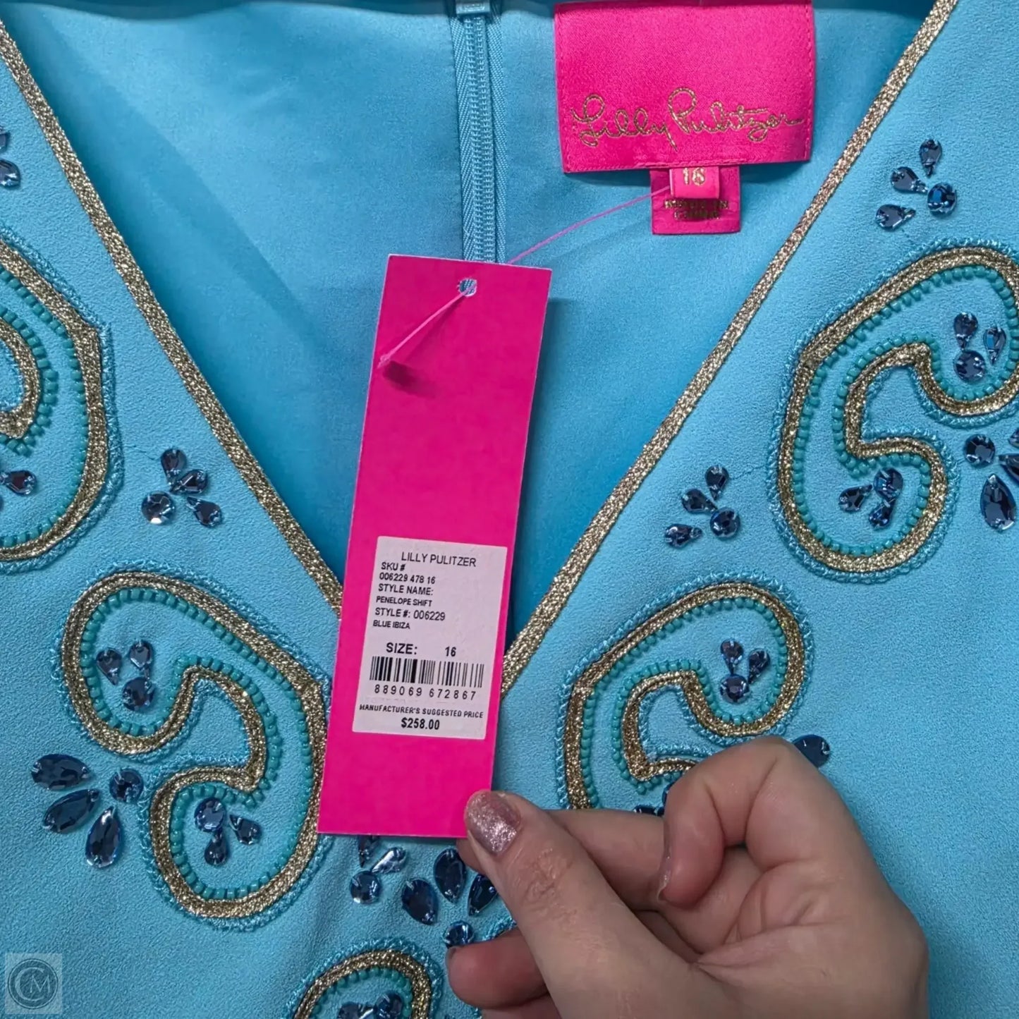 Dress Designer By Lilly Pulitzer In Aqua, Size: 16