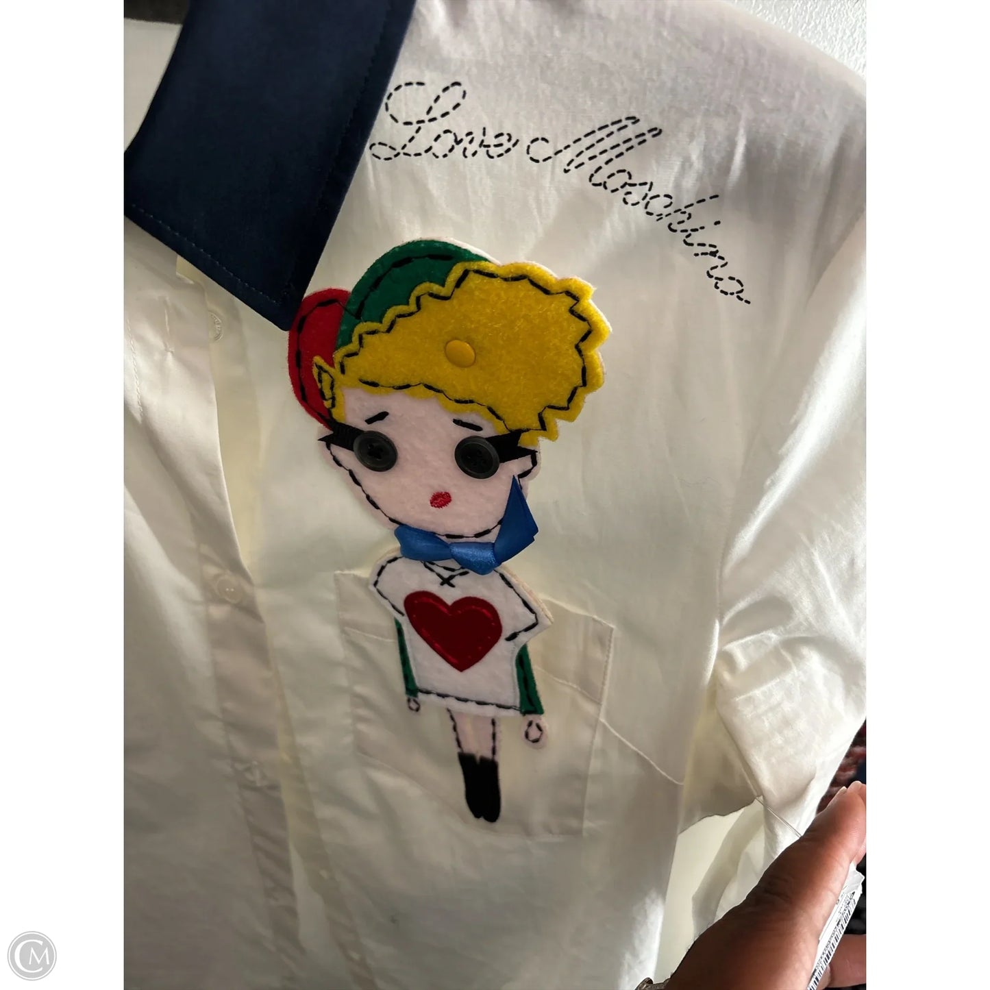 Top Long Sleeve By Love Moschino In Cream, Size: 6