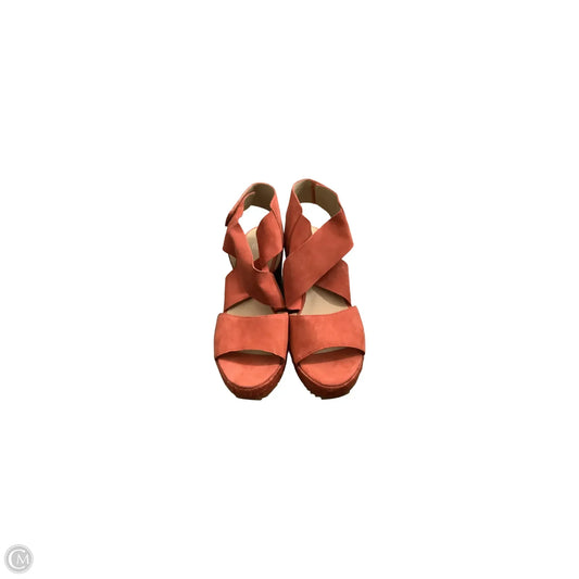 Sandals Heels Wedge By Eileen Fisher In Coral, Size: 9.5