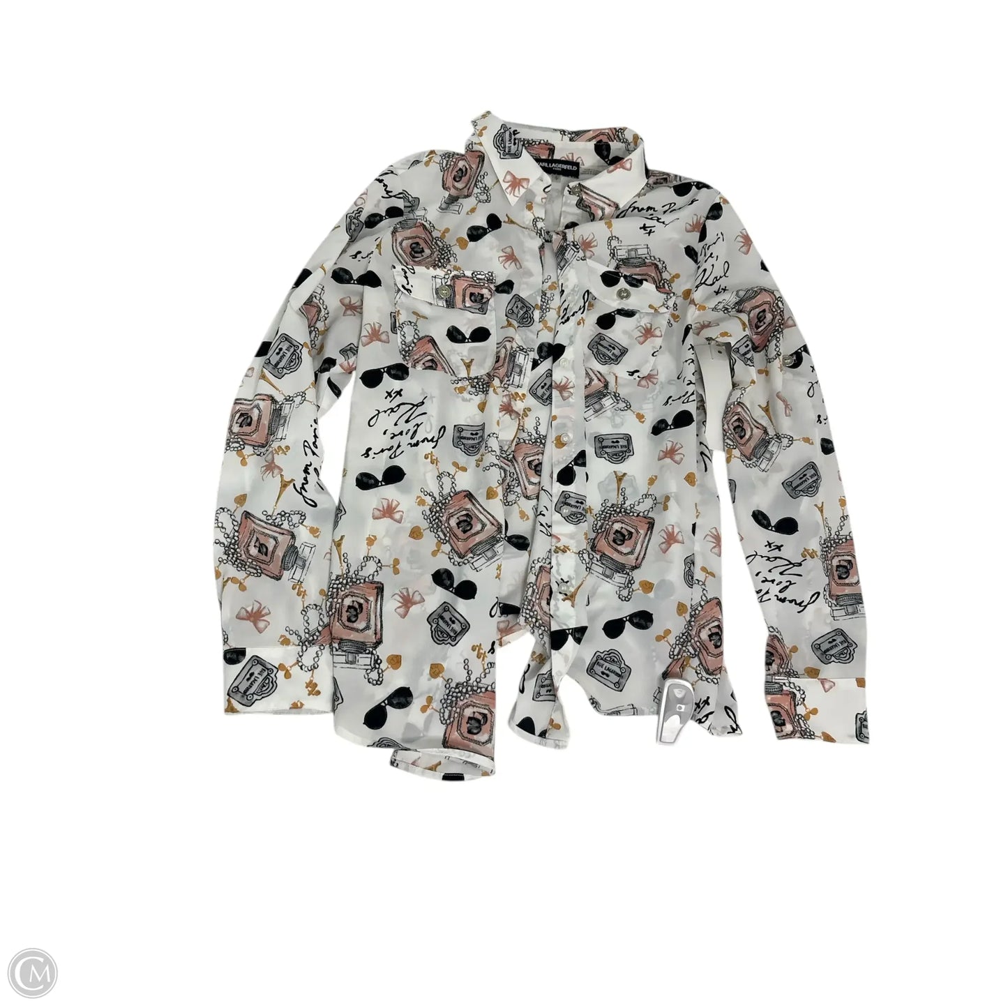 Top Long Sleeve Designer By Karl Lagerfeld In Peach, Size: S