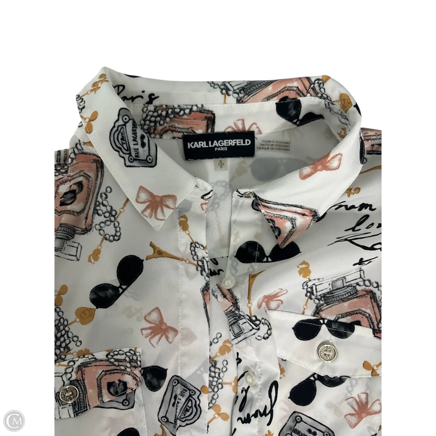 Top Long Sleeve Designer By Karl Lagerfeld In Peach, Size: S