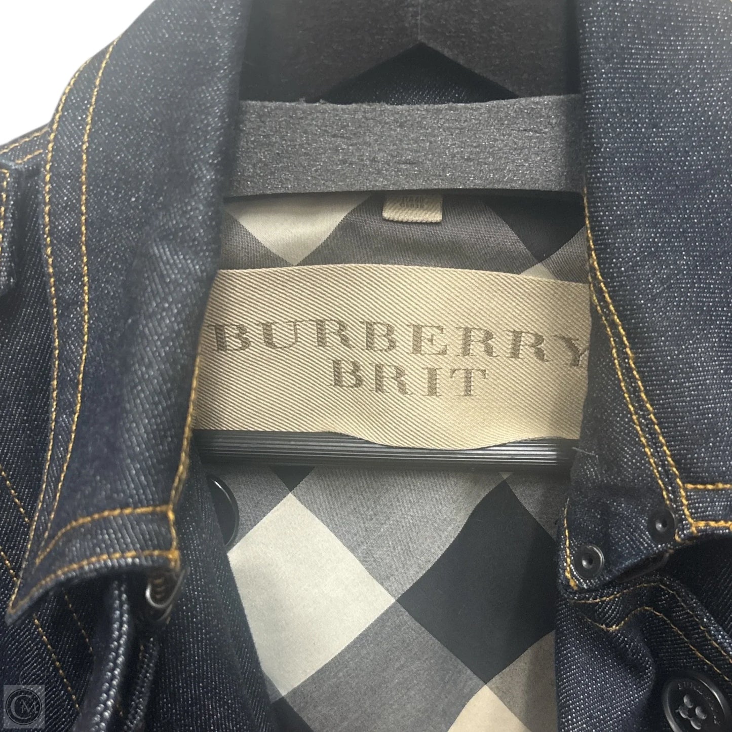 Jacket Luxury Designer By Burberry In Blue Denim, Size: 6