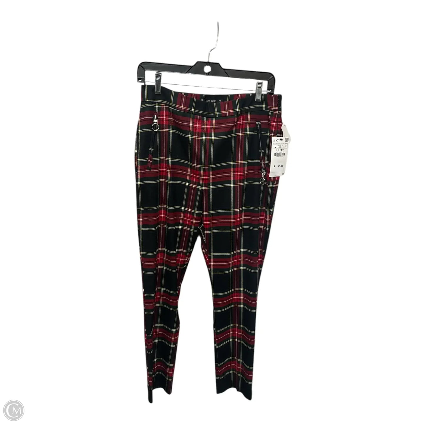 Pants Dress By Zara Basic In Plaid Pattern, Size: L