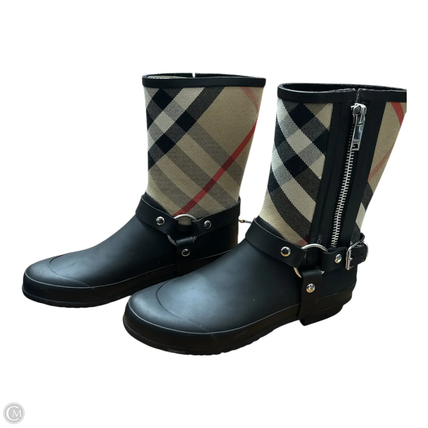 Boots Luxury Designer By Burberry In Plaid Pattern