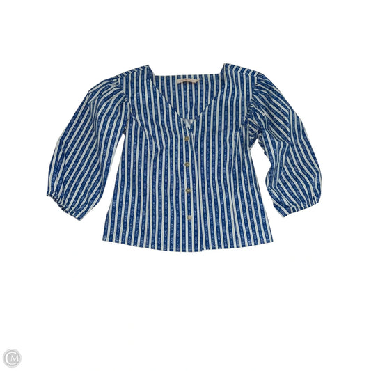 Top Long Sleeve Designer By Tory Burch In Blue & White, Size: 0