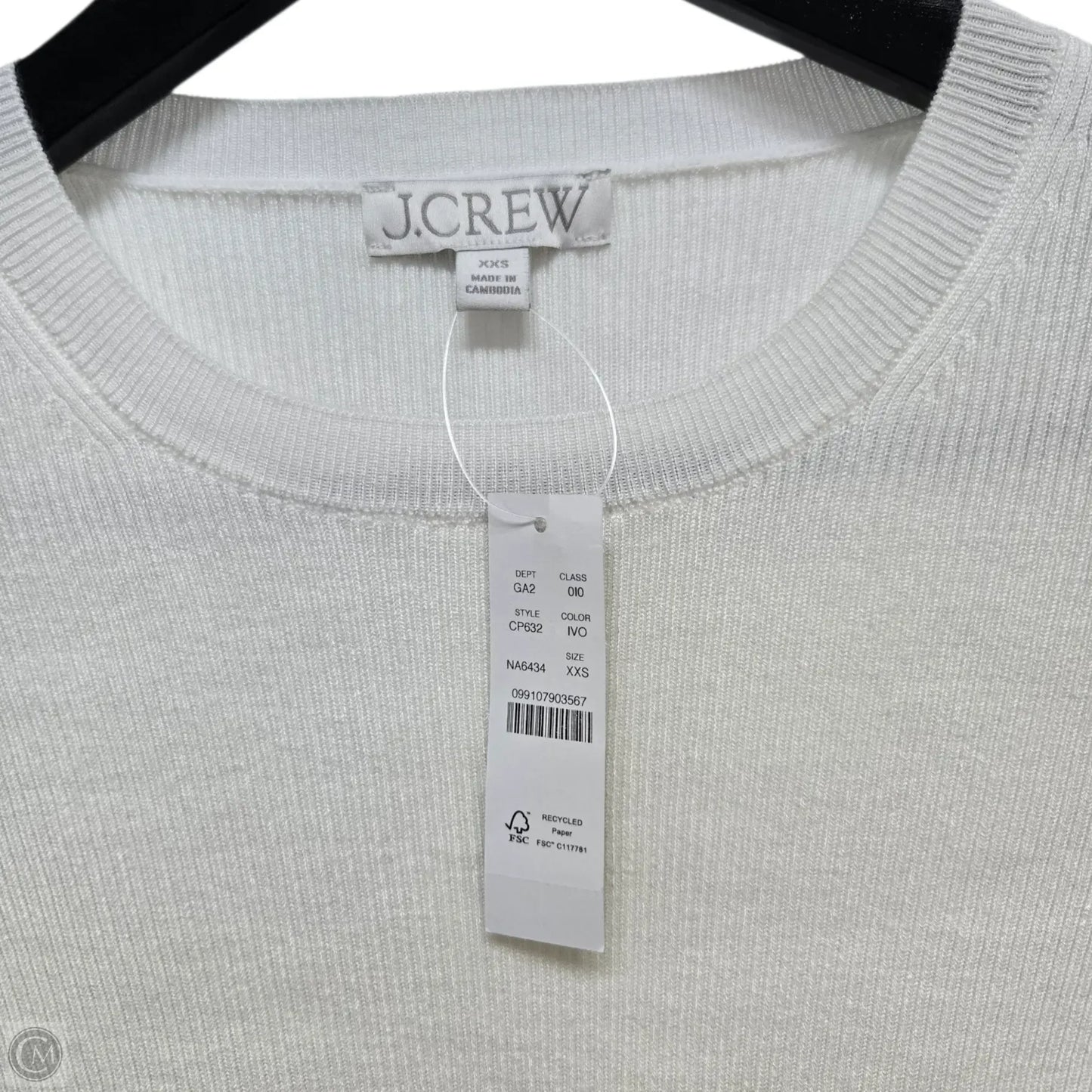 Top Short Sleeve By J. Crew In White, Size: Xxs